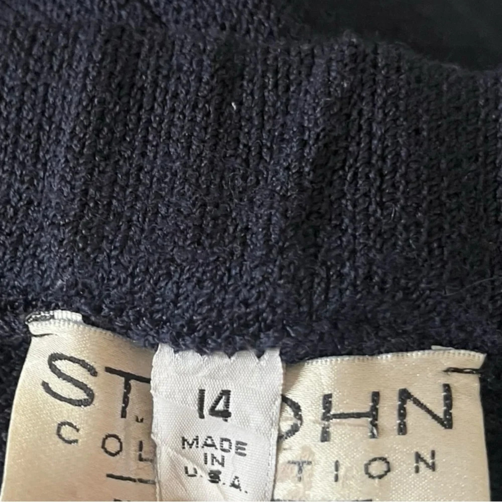 ST. JOHN COLLECTION BY MARIE GRAY Women's Navy Knit Wide Leg Pants Size 14 | EUC - Picture 5 of 10